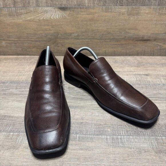 Donald Pliner Pole 120 Brown Leather Square Toe Loafers Men's Size 10 - Picture 5 of 6